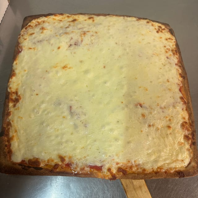 Plain Cheese Sicilian Pizza.